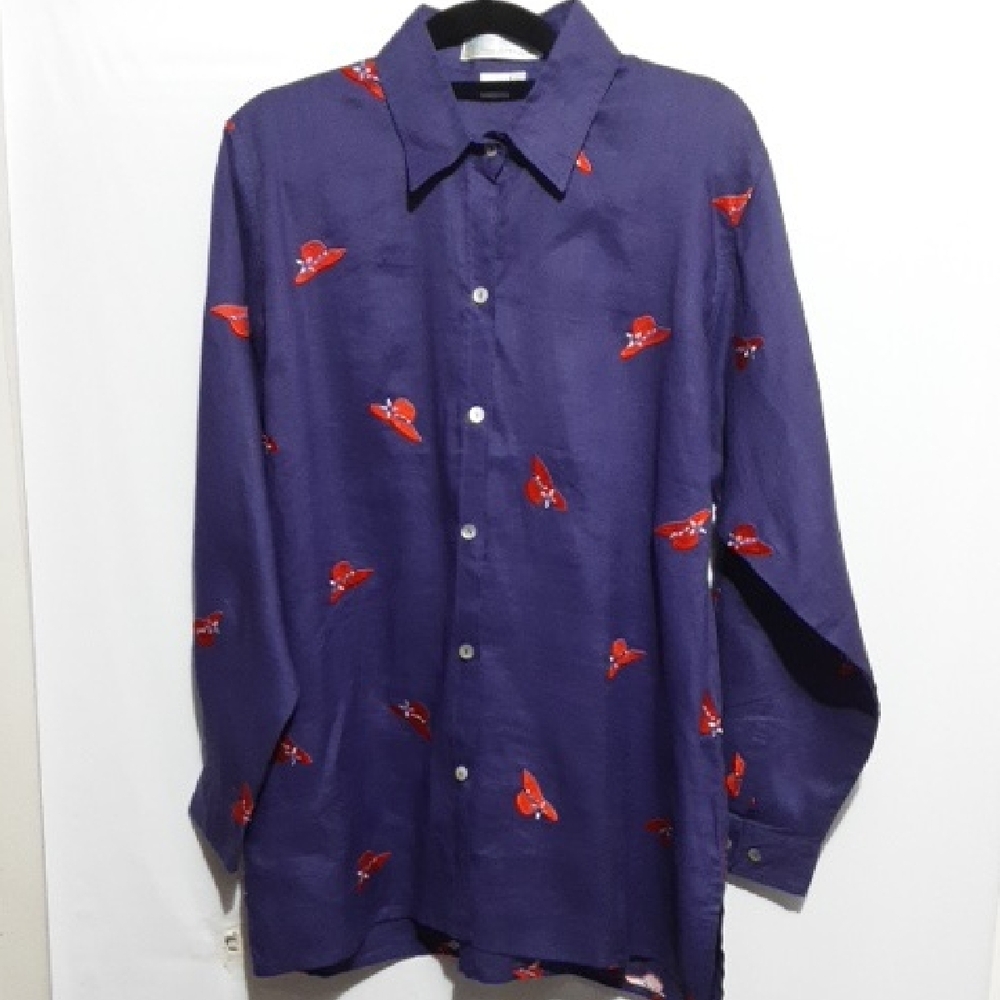 CASEY COLEMAN Vintage Purple Cottagecore Red Embroidered Hat